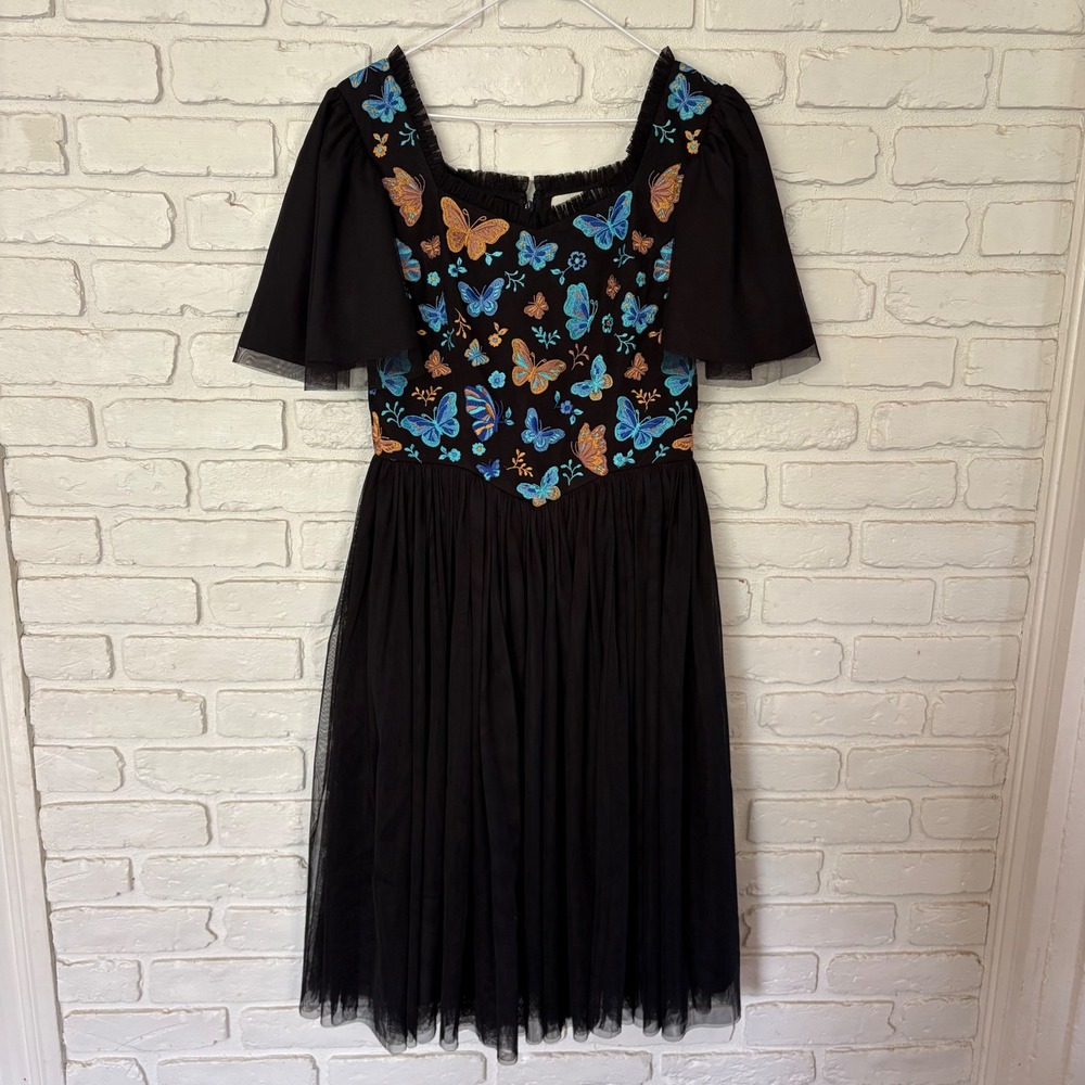 Jessakae Midnight Monarch Black Embroidered Butterfly Dress Size Sall